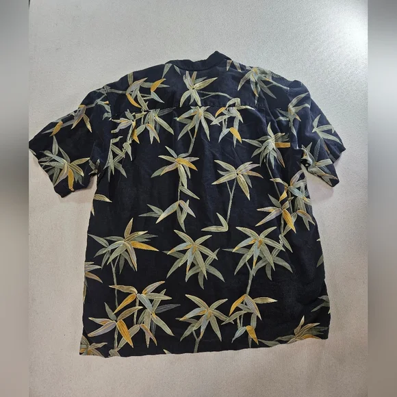 Tommy Bahama Silk Hawaiian Shirt XXL Black Bamboo Camp - Picture 5 of 5